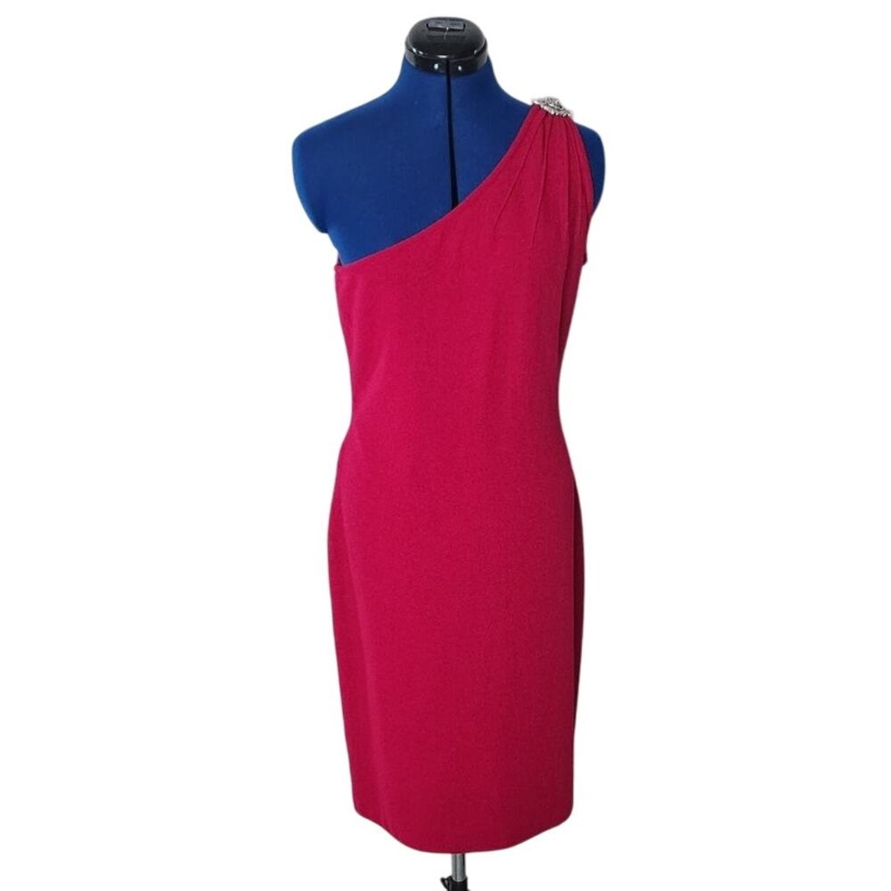 St. John Evening Single Shoulder Dress, Berry, Size 8, NWT